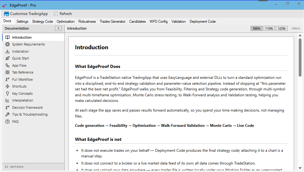 WalkStrat in-app documentation